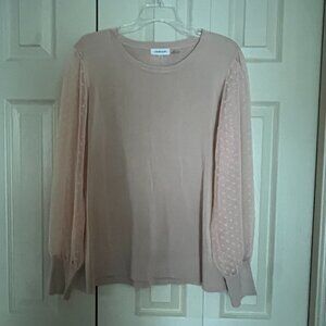 Calvin Klein Pink Top with Lace Sleeves